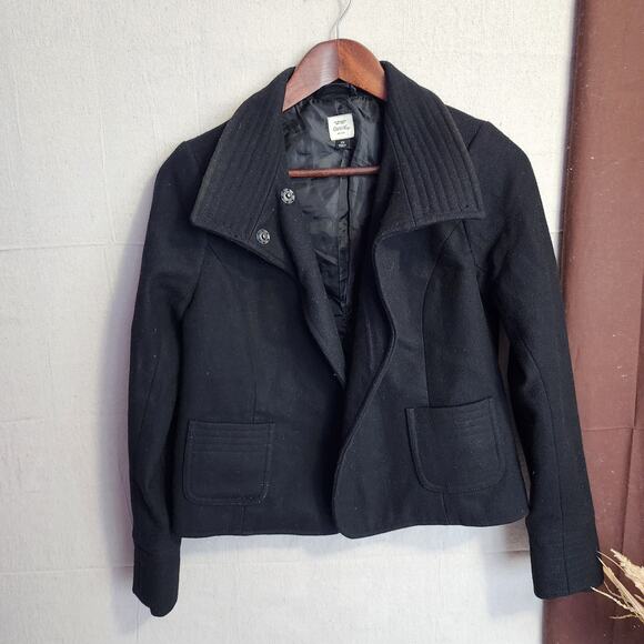 Old Navy Womens Jacket Size XS Black  80% Wool Blazer Collared Long Sleeve - Picture 2 of 13